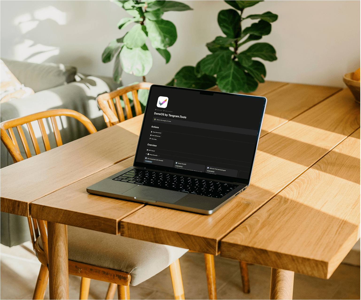 DoneOS in Notion on a laptop